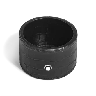 Bandeja de escritorio mediana, piel con relieve de cocodrilo, negra