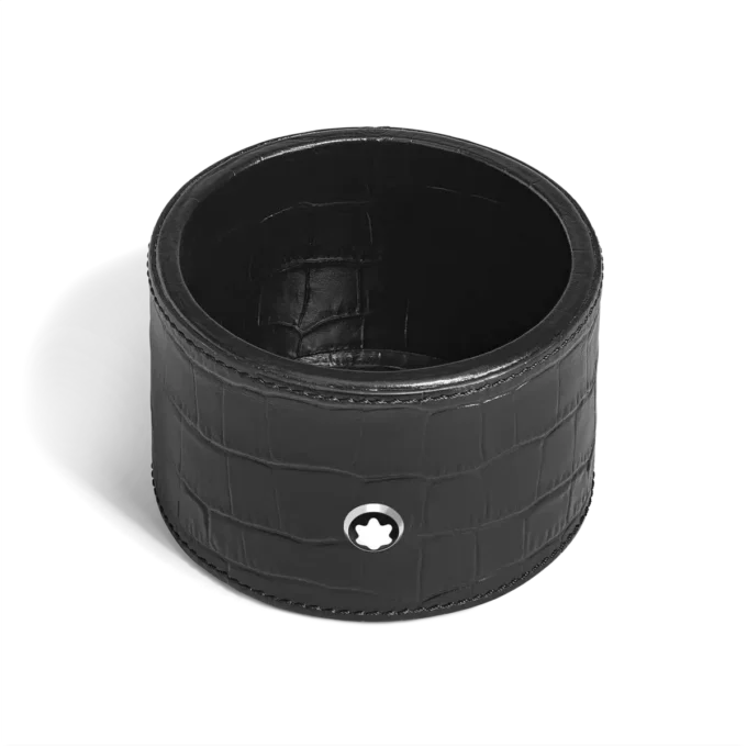 Bandeja de escritorio mediana, piel con relieve de cocodrilo, negra