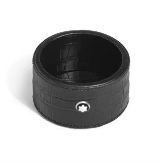 Bandeja de escritorio pequeña, piel con relieve de cocodrilo, negro