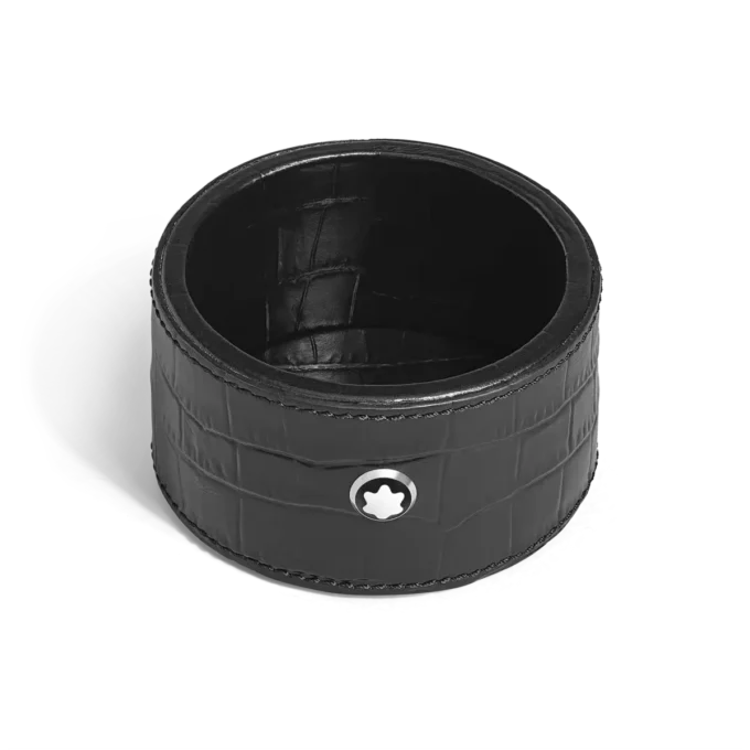 Bandeja de escritorio pequeña, piel con relieve de cocodrilo, negro