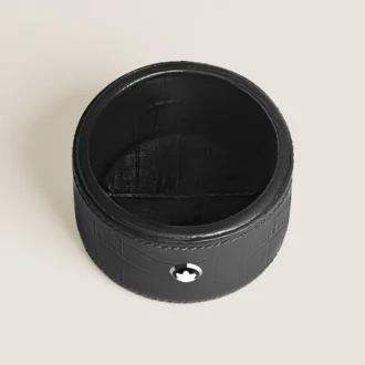 Bandeja de escritorio pequeña, piel con relieve de cocodrilo, negro