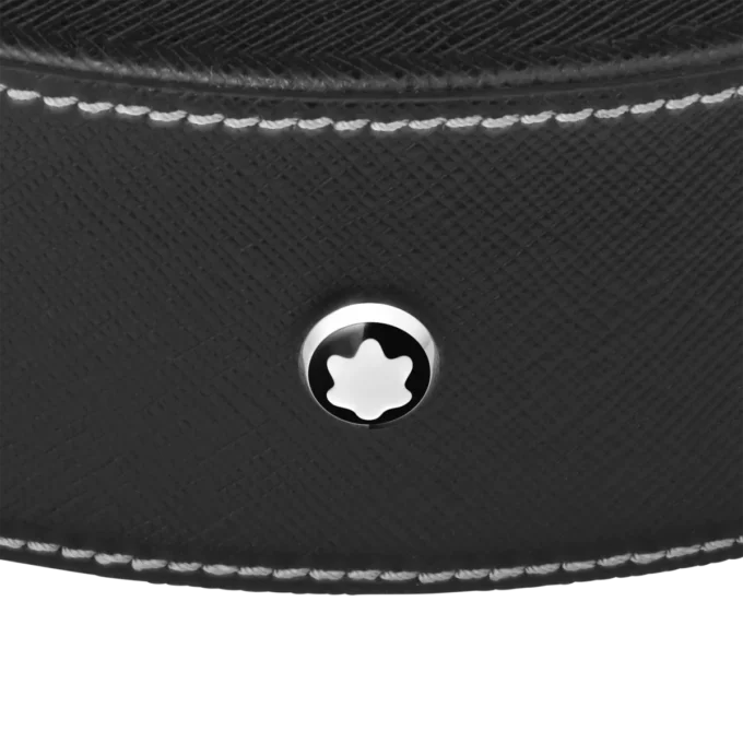 Bandeja de escritorio redonda de piel negra (grande)