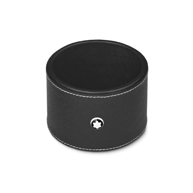 Bandeja de escritorio redonda de piel negra (mediana)