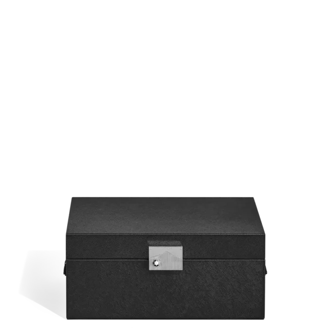 Caja de colección de instrumentos de escritura en cuero negro