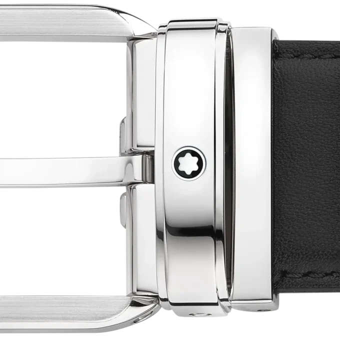 Cinturón de cuero negro de 35 mm