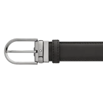 Cinturón de cuero negro de 35 mm con hebilla en forma de herradura