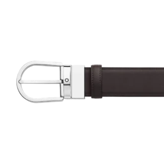 Cinturón de piel con hebilla en forma de herradura negro/marrón claro de 35 mm