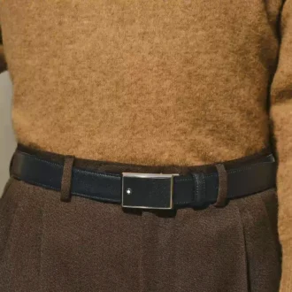 Cinturón de piel negro de 30 mm