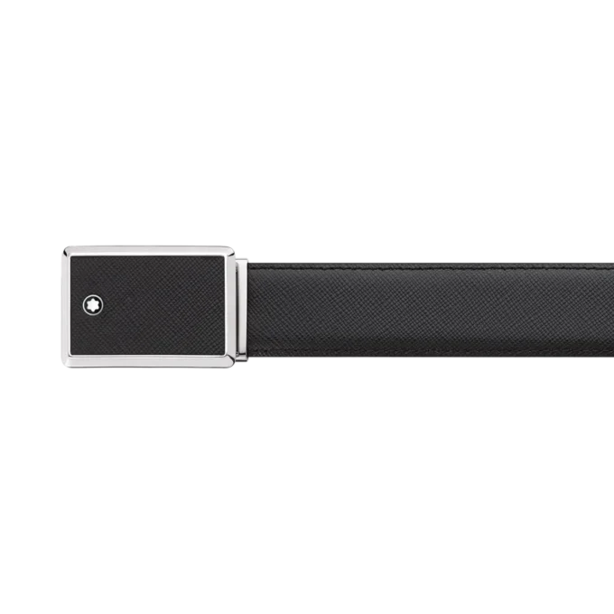 Cinturón de piel negro de 30 mm