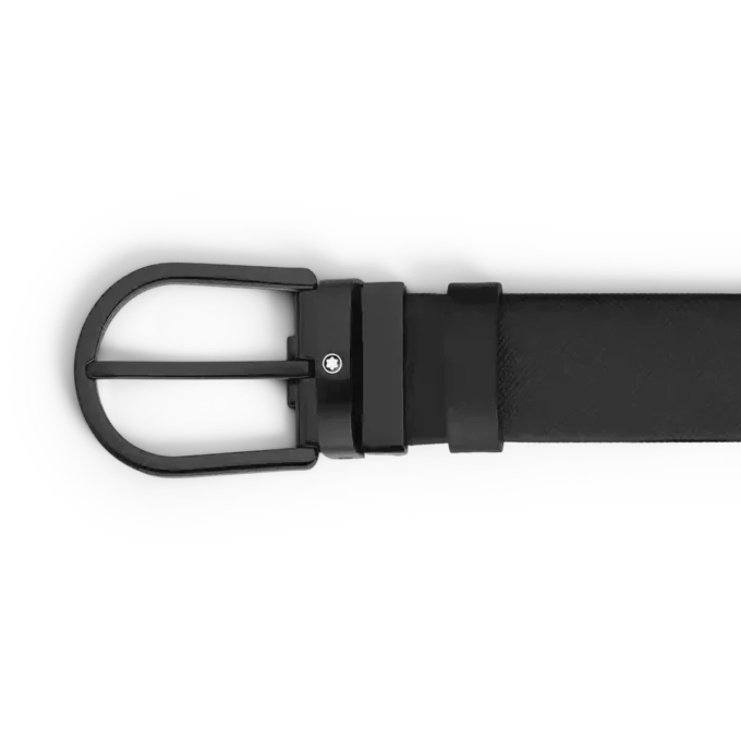 Cinturón de piel negro de 35 mm con hebilla en forma de herradura Cinturón de piel negro de 35 mm con hebilla en forma de herradura