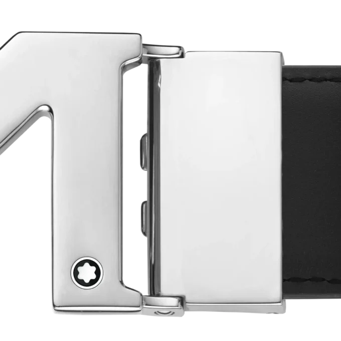 Cinturón de piel reversible negro con hebilla M de 35 mm