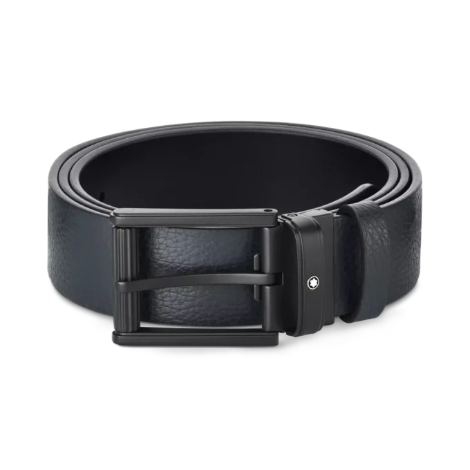 Cinturón reversible de piel azul/negro de 35 mm