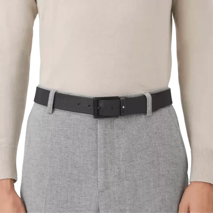 Cinturón reversible de piel azul/negro de 35 mm