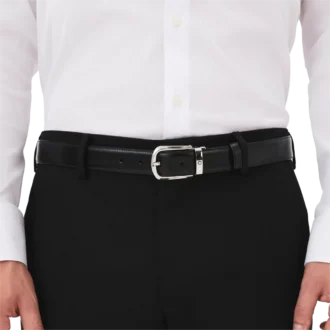 Cinturón reversible de piel con hebilla de herradura negra/marrón de 30 mm