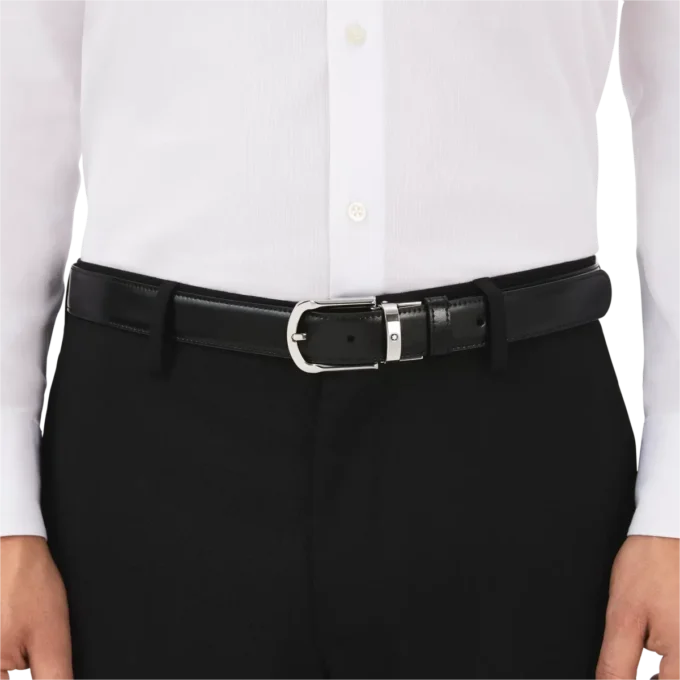 Cinturón reversible de piel con hebilla de herradura negra/marrón de 30 mm Cinturón reversible de piel con hebilla de herradura negra/marrón de 30 mm