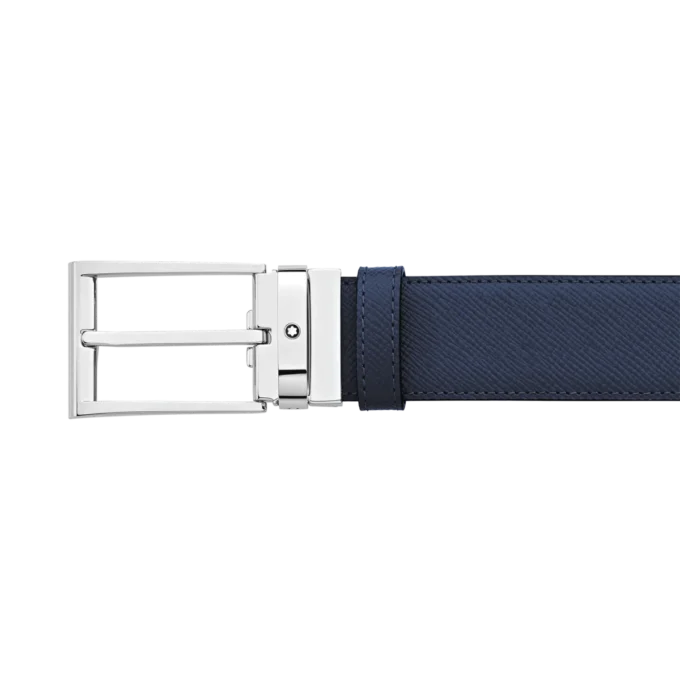 Cinturón reversible de piel negro/azul de 35 mm