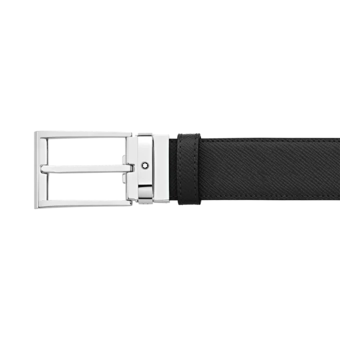 Cinturón reversible de piel negro/azul de 35 mm