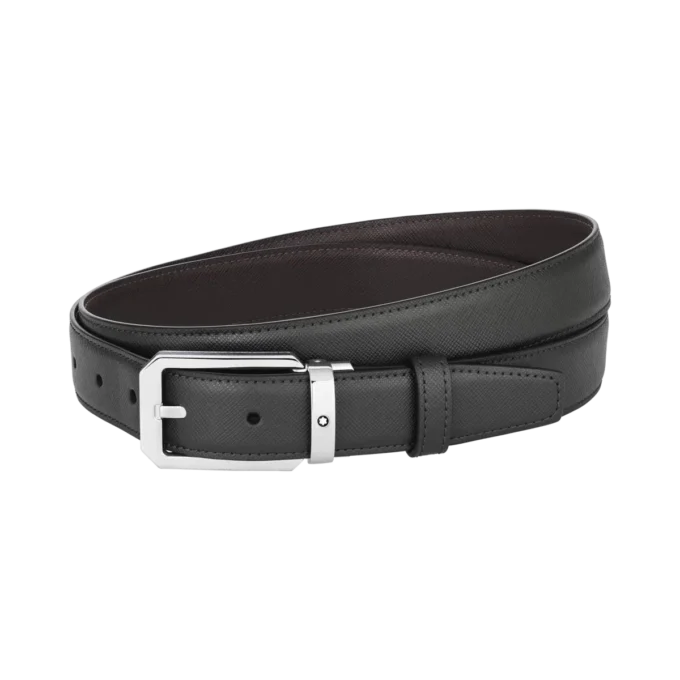 Cinturón reversible de piel negro/marrón de 30 mm