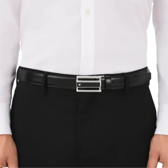 Cinturón reversible de piel negro/marrón de 30 mm