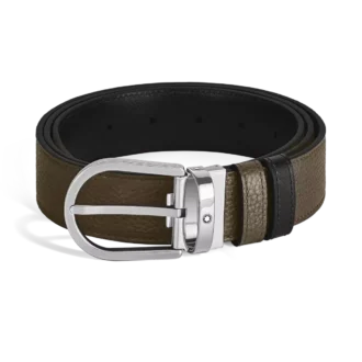 Cinturón reversible Horseshoe de 35 mm en piel granulada