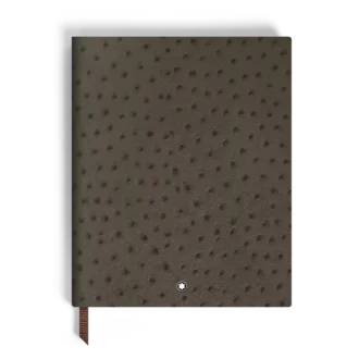 Cuaderno grande de piel con relieve de avestruz, páginas rayadas