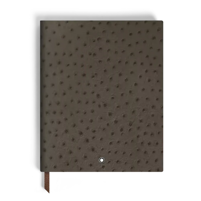 Cuaderno grande de piel con relieve de avestruz, páginas rayadas