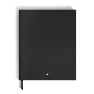 Cuaderno grande, piel negra, negro, páginas rayadas
