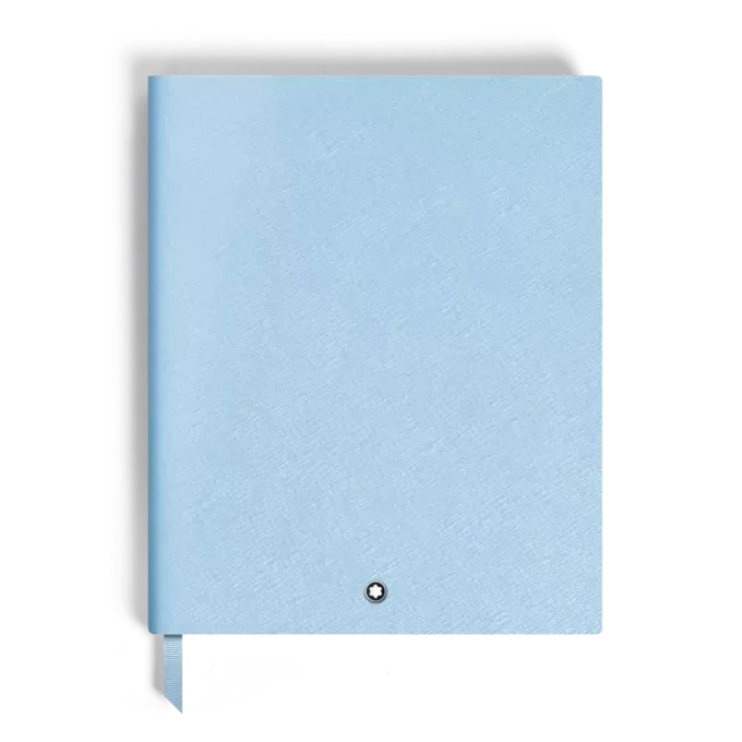Cuaderno grande, piel Saffiano, azul pálido – Páginas rayadas
