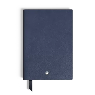Cuaderno mediano, piel azul tinta, azul, páginas en blanco
