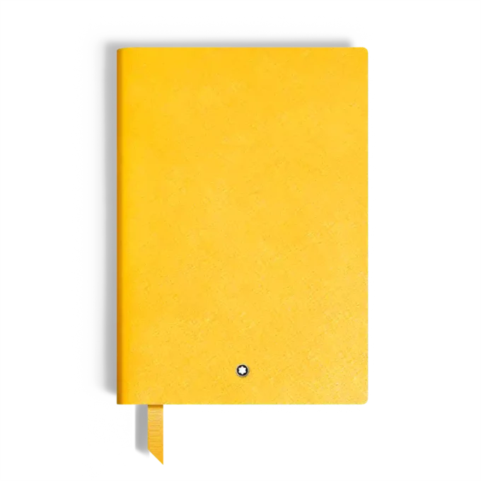Cuaderno mediano, piel Saffiano, amarillo Modena, páginas rayadas