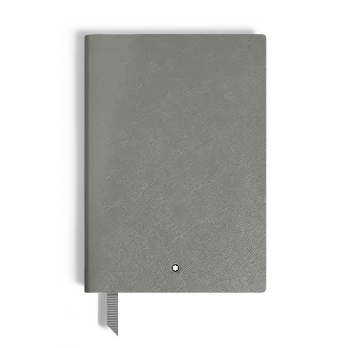 Cuaderno mediano, piel Saffiano, gris medio – Páginas rayadas