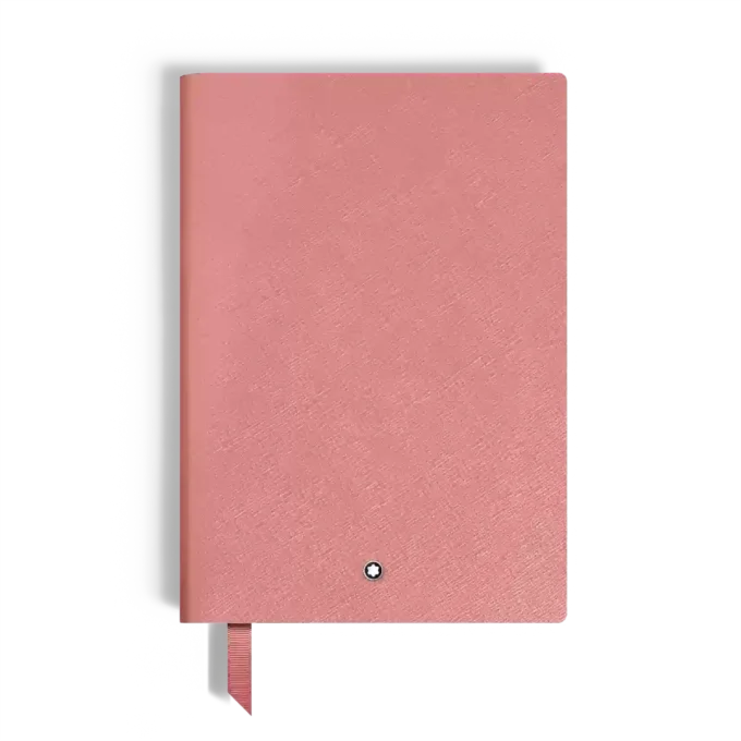 Cuaderno mediano, piel Saffiano, rosa pálido, páginas rayadas