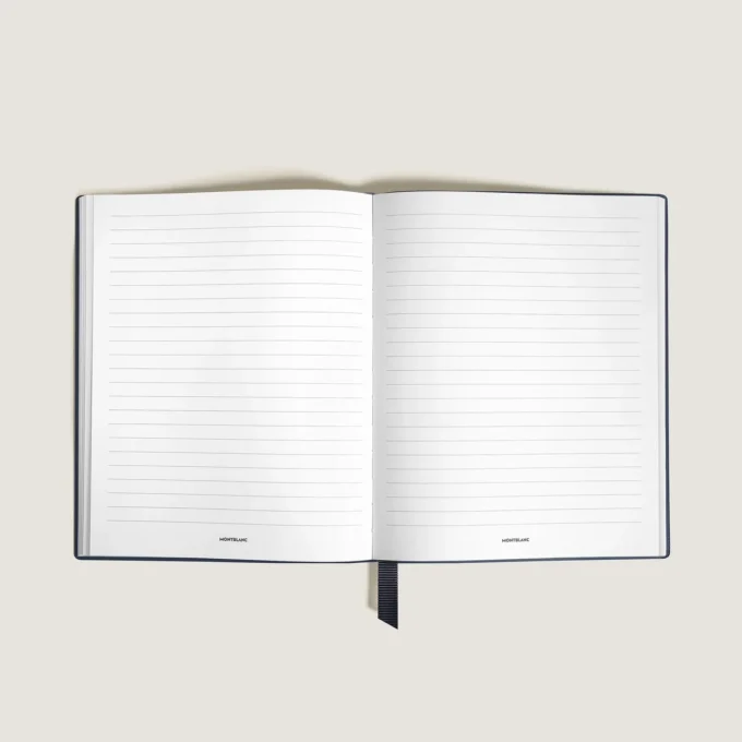 Cuaderno pequeño, piel Saffiano, azul – Páginas rayadas