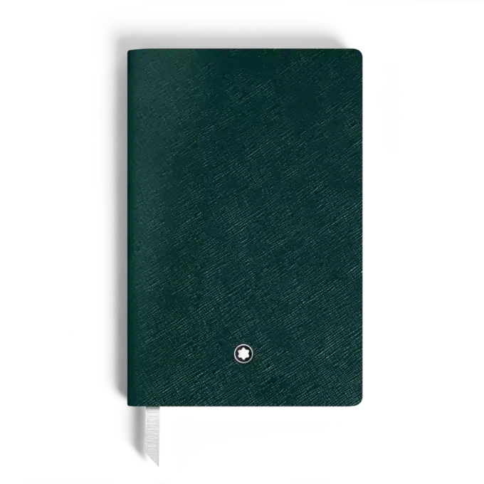 Cuaderno pequeño, piel Saffiano, verde británico – Páginas rayadas