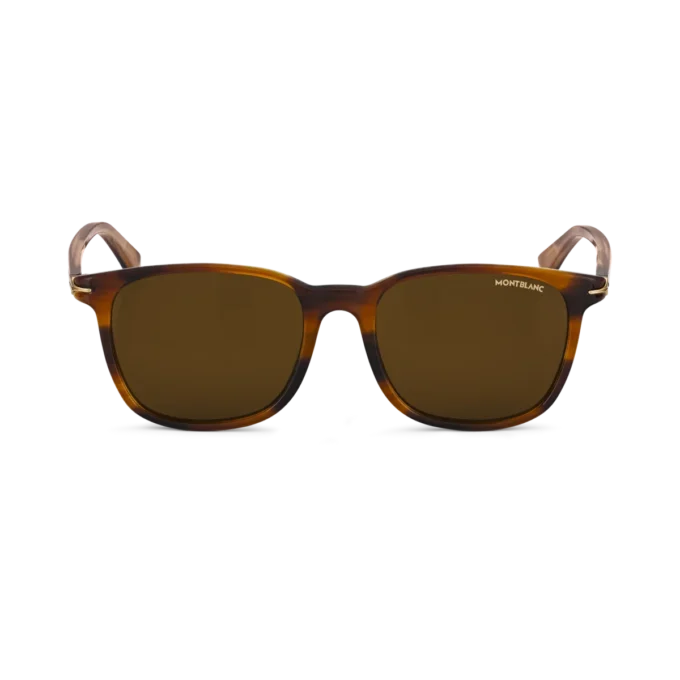 Gafas de sol cuadradas con montura de acetato de color marrón.