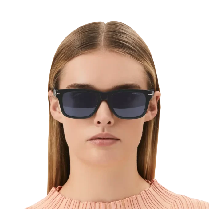 Gafas de sol rectangulares con montura de acetato de color negro