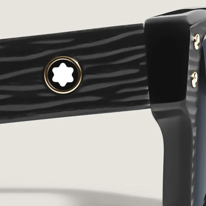 Gafas de sol rectangulares con montura de acetato de color negro