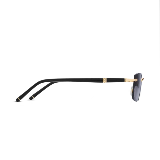 Gafas de sol rectangulares con montura metálica dorada