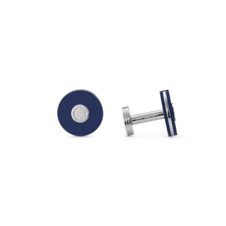 Gemelos redondos de acero inoxidable con resina azul