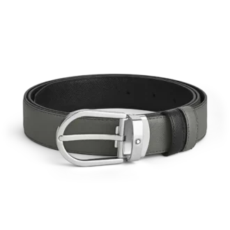 Hebilla de herradura Correa de piel reversible mediana/negra de 30 mm