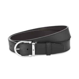 Hebilla de herradura negra/marrón Cinturón de piel reversible de 35 mm