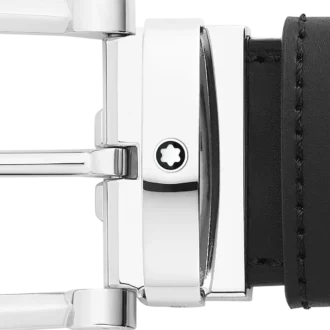 Hebilla de herradura negra/marrón Cinturón de piel reversible de 35 mm