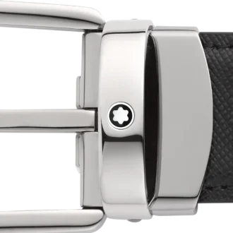 Hebilla en forma de herradura negro/azul Cinturón de piel reversible de 30 mm