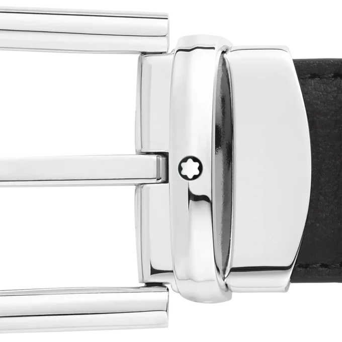 Hebilla en forma de herradura negro/azul Cinturón de piel reversible de 30 mm Hebilla en forma de herradura negro/azul Cinturón de piel reversible de 30 mm