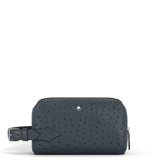 Neceser de viaje en piel con relieve de avestruz Neceser de viaje en piel con relieve de avestruz