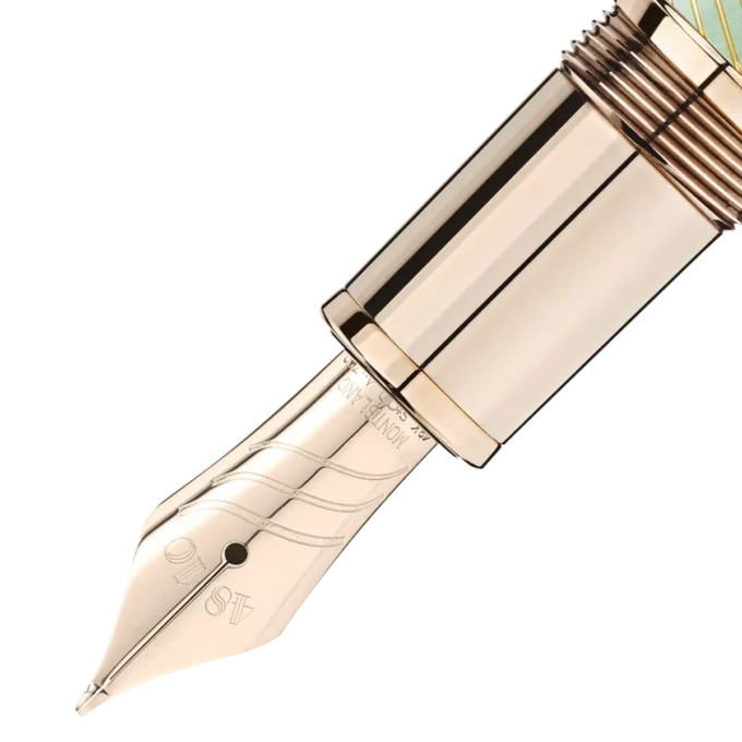 Pluma estilográfica Meisterstück Calligraphy Solitaire Celadon Dégradé con plumín curvo