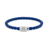 Pulsera de acero con cierre de 3 anillas y piel azul