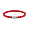 Pulsera de acero con cierre de 3 anillas y piel roja