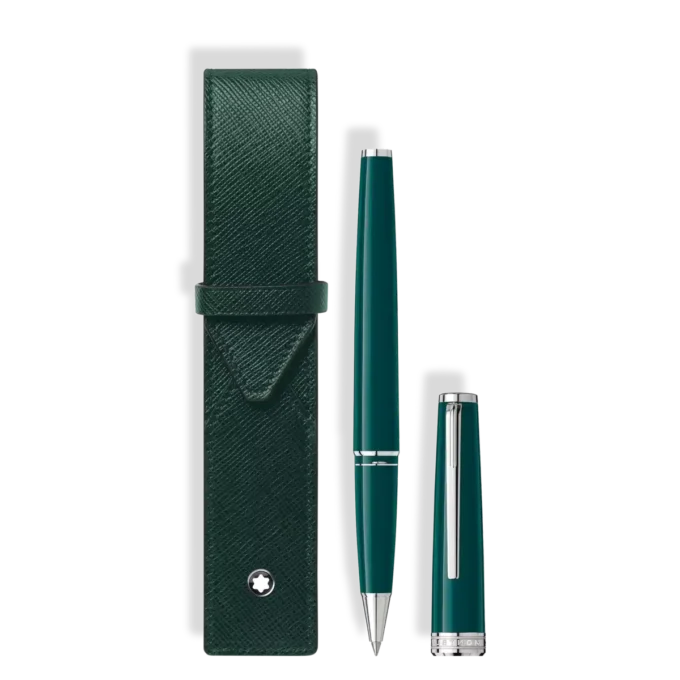 Set con roller PIX Deep Green y estuche para 1 pluma Montblanc Envelope.